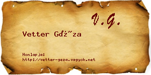 Vetter Géza névjegykártya